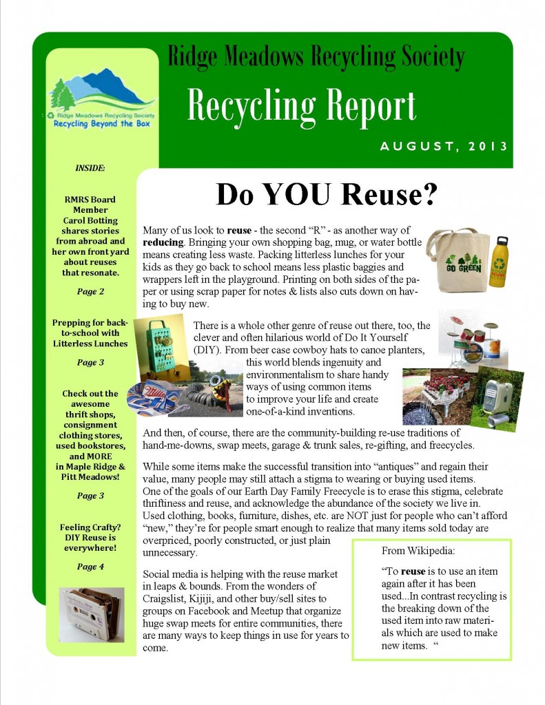 RMRS August, 2013 Newsletter - Page 1