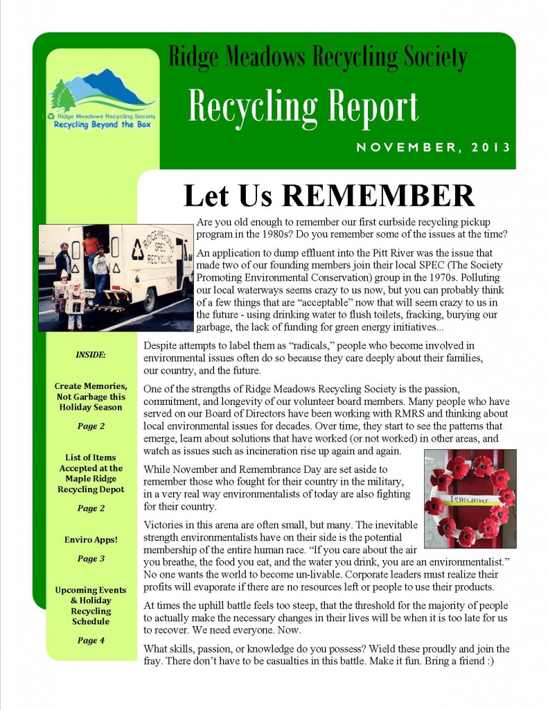 RMRS November, 2013 Newsletter - page 1