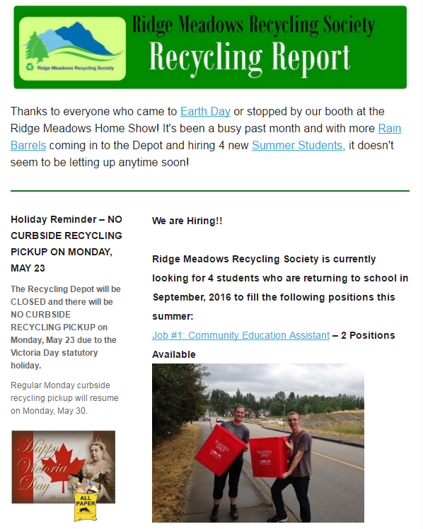 May, 2016 Newsletter - screen shot
