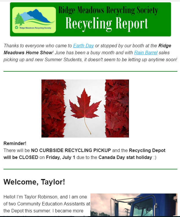 June, 2016 Newsletter - screen shot