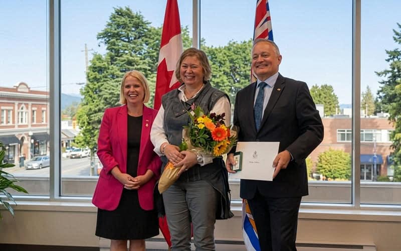 Awards ceremony celebrating community recycling achievements.