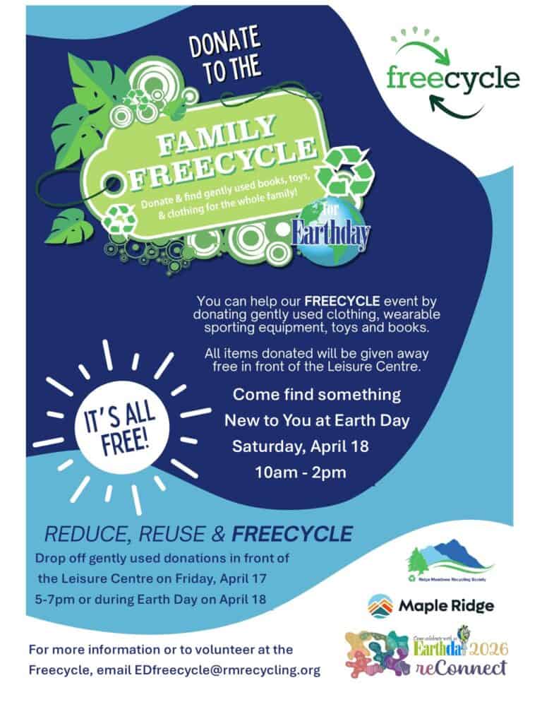Earth Day recycling event promoting reuse and sustainability on April 18, 2026.